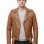 Men Tan Leather Biker Jacket | Premium Cognac Sheepskin Belted Double Rider | Vintage British Tan Moto Blouson with Silver Hardware