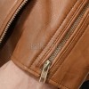 Men Tan Leather Biker Jacket | Premium Cognac Sheepskin Belted Double Rider | Vintage British Tan Moto Blouson with Silver Hardware