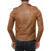 Men Tan Leather Biker Jacket | Premium Cognac Sheepskin Belted Double Rider | Vintage British Tan Moto Blouson with Silver Hardware