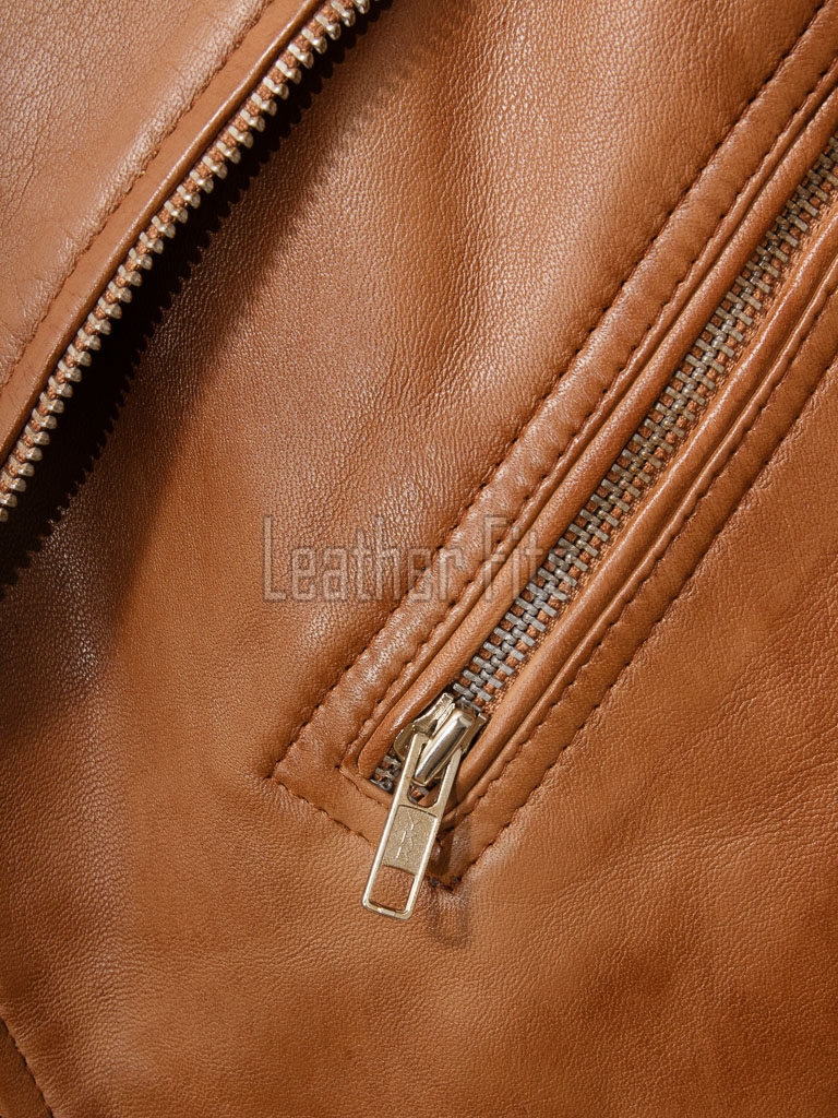 Men Tan Leather Biker Jacket | Premium Cognac Sheepskin Belted Double Rider | Vintage British Tan Moto Blouson with Silver Hardware