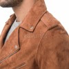 Men Camel Suede Leather Biker Jacket | Premium Toffee Genuine Double Rider | Vintage Tan Velvet Touch Luxury Moto Blouson Belted