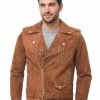 Men Camel Suede Leather Biker Jacket | Premium Toffee Genuine Double Rider | Vintage Tan Velvet Touch Luxury Moto Blouson Belted