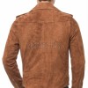 Men Camel Suede Leather Biker Jacket | Premium Toffee Genuine Double Rider | Vintage Tan Velvet Touch Luxury Moto Blouson Belted