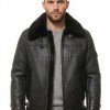 Men Dark Brown Leather Shearling Bomber Jacket | Premium B-3 Aviator Flight Coat | Heavy Winter Warm Fleece Fur Collared Tactical Blouson