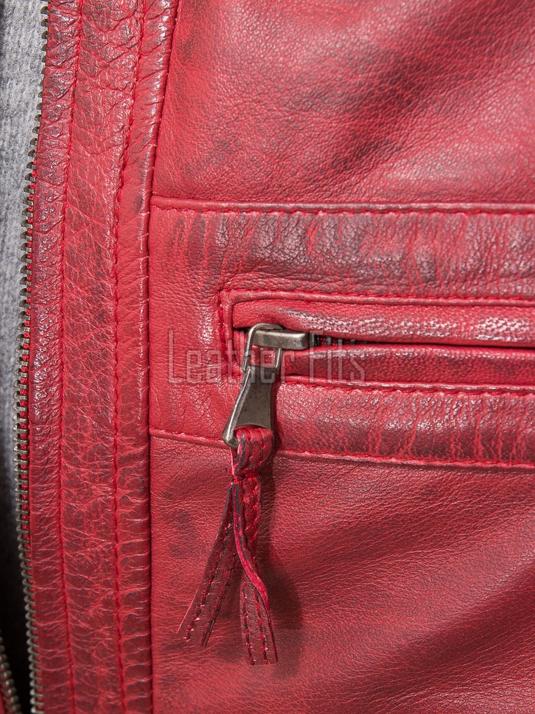 Men Cherry Red Leather Cafe Racer Jacket | Premium Distressed Waxed Moto Blouson | Vintage Antique Crimson Diamond Quilted Shoulder Coat