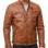 Men Cognac Tan Leather Cafe Racer Jacket | Premium Distressed Washed Amber Moto Blouson | Vintage Diamond Quilted Shoulder Biker Coat