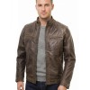 Men Dark Brown Leather Cafe Racer Jacket | Premium Distressed Waxed Coffee Moto Blouson | Vintage Antique Cocoa Diamond Quilted Biker Coat