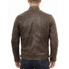 Men Dark Brown Leather Cafe Racer Jacket | Premium Distressed Waxed Coffee Moto Blouson | Vintage Antique Cocoa Diamond Quilted Biker Coat