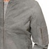 Men Smoke Grey Suede Bomber Jacket | Premium Distressed Nubuck Flight Blouson | Vintage Slate Gray Soft Genuine Leather MA1 Military Outerwear