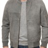 Men Smoke Grey Suede Bomber Jacket | Premium Distressed Nubuck Flight Blouson | Vintage Slate Gray Soft Genuine Leather MA1 Military Outerwear
