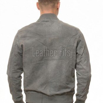 Men Smoke Grey Suede Bomber Jacket | Premium Distressed Nubuck Flight Blouson | Vintage Slate Gray Soft Genuine Leather MA1 Military Outerwear