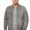 Men Smoke Grey Suede Bomber Jacket | Premium Distressed Nubuck Flight Blouson | Vintage Slate Gray Soft Genuine Leather MA1 Military Outerwear