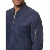 Men Navy Blue Suede Bomber Jacket | Premium Distressed Indigo Flight Blouson | Vintage Midnight Sapphire Soft Genuine Leather MA1 Combat Coat