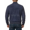 Men Navy Blue Suede Bomber Jacket | Premium Distressed Indigo Flight Blouson | Vintage Midnight Sapphire Soft Genuine Leather MA1 Combat Coat