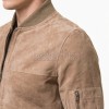 Men Tan Suede Bomber Jacket | Premium Distressed Sand Beige Flight Blouson | Vintage Camel Taupe Soft Genuine Leather MA1 Aviator Outerwear
