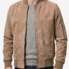 Men Tan Suede Bomber Jacket | Premium Distressed Sand Beige Flight Blouson | Vintage Camel Taupe Soft Genuine Leather MA1 Aviator Outerwear