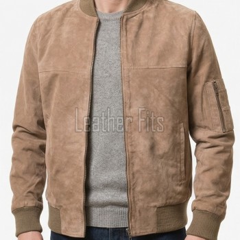 Men Tan Suede Bomber Jacket | Premium Distressed Sand Beige Flight Blouson | Vintage Camel Taupe Soft Genuine Leather MA1 Aviator Outerwear