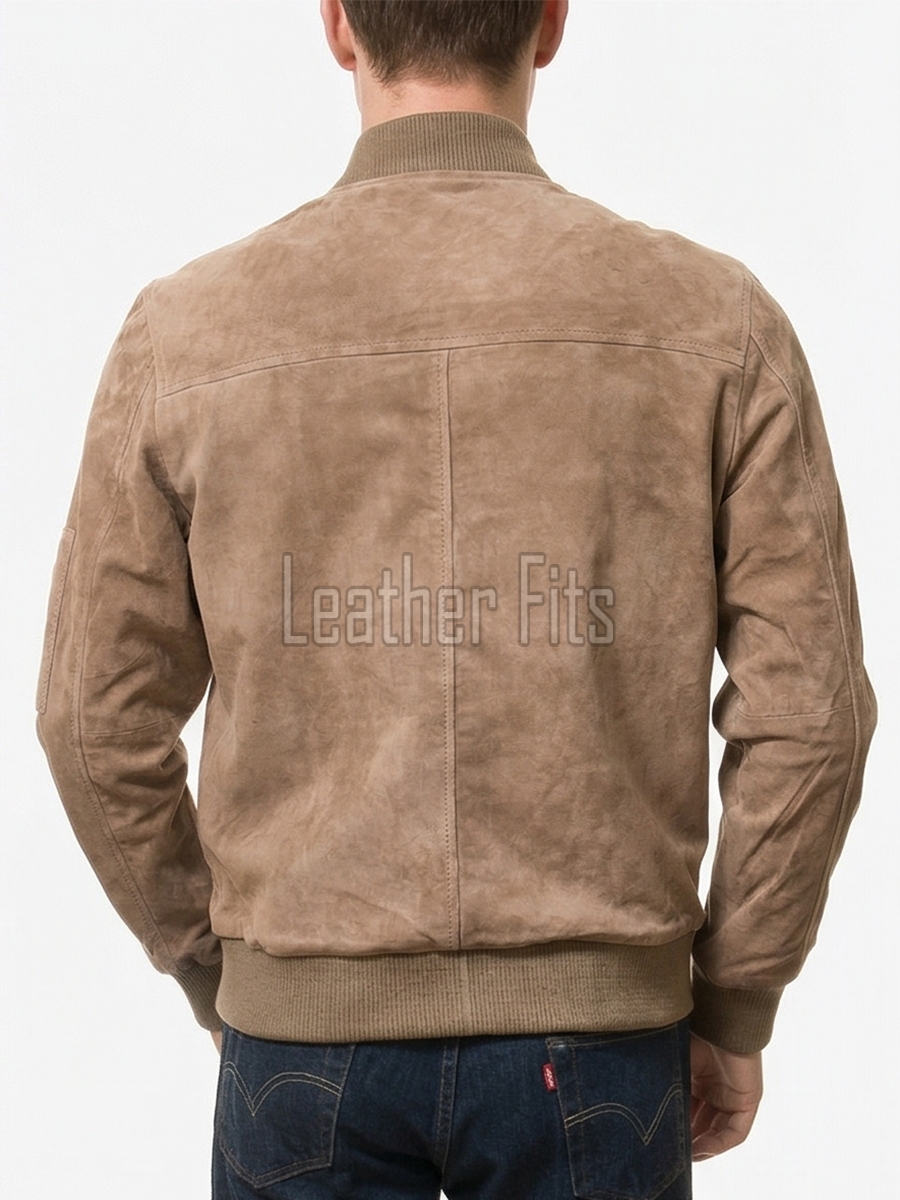 Men Tan Suede Bomber Jacket | Premium Distressed Sand Beige Flight Blouson | Vintage Camel Taupe Soft Genuine Leather MA1 Aviator Outerwear