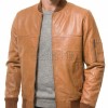 Men Ginger Tan Leather Bomber Jacket | Premium Smooth Cognac Flight Blouson | Vintage Honey Brown Genuine Nappa MA1 Aviator Statement Coat
