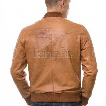 Men Ginger Tan Leather Bomber Jacket | Premium Smooth Cognac Flight Blouson | Vintage Honey Brown Genuine Nappa MA1 Aviator Statement Coat