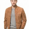 Men Tobacco Brown Suede Bomber Jacket | Premium Distressed Chestnut Flight Blouson | Vintage Russet Ochre Soft Genuine Leather MA1 Combat Coat
