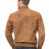 Men Tobacco Brown Suede Bomber Jacket | Premium Distressed Chestnut Flight Blouson | Vintage Russet Ochre Soft Genuine Leather MA1 Combat Coat