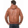 Men Copper Leather Hooded Bomber Jacket | Premium Clay Rust Aviator Field Blouson | Vintage Terracotta Genuine Nappa Multi-Pocket Combat Coat