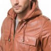 Men Copper Leather Hooded Bomber Jacket | Premium Clay Rust Aviator Field Blouson | Vintage Terracotta Genuine Nappa Multi-Pocket Combat Coat