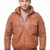 Men Copper Leather Hooded Bomber Jacket | Premium Clay Rust Aviator Field Blouson | Vintage Terracotta Genuine Nappa Multi-Pocket Combat Coat
