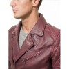 Men Burgundy Maroon Leather Biker Jacket | Premium Quilted Oxblood Brando Moto Blouson | Vintage Wine Red Genuine Nappa Asymmetric Rocker Coat