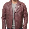 Men Burgundy Maroon Leather Biker Jacket | Premium Quilted Oxblood Brando Moto Blouson | Vintage Wine Red Genuine Nappa Asymmetric Rocker Coat