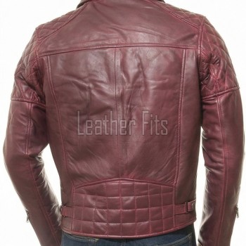 Men Burgundy Maroon Leather Biker Jacket | Premium Quilted Oxblood Brando Moto Blouson | Vintage Wine Red Genuine Nappa Asymmetric Rocker Coat