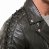 Men Black Leather Eagle Biker Jacket | Premium Laced Sleeve Cruiser Moto Coat | Vintage Live to Ride Embossed Genuine Cowhide Chopper Blouson