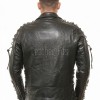 Men Black Leather Eagle Biker Jacket | Premium Laced Sleeve Cruiser Moto Coat | Vintage Live to Ride Embossed Genuine Cowhide Chopper Blouson
