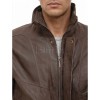 Men Brown Leather Bomber Jacket | Premium Curved Panel Flight Blouson | Vintage Cocoa Genuine Cowhide Windproof Funnel Neck Outerwear