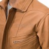 Men Brown Leather Jacket | Premium Coffee Tan Flight Bomber Blouson | Vintage Umber Genuine Cowhide Windproof High Neck Cargo Coat