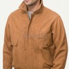 Men Brown Leather Jacket | Premium Coffee Tan Flight Bomber Blouson | Vintage Umber Genuine Cowhide Windproof High Neck Cargo Coat
