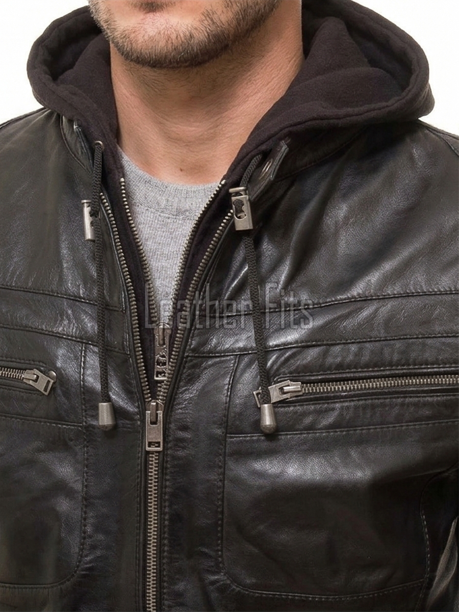 Men's Premium Vintage Coffee Tan Leather Jacket | Top-Grain Cowhide Flight Blouson with Funnel Neck and Storm Flap for Men