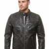 Men's Premium Vintage Coffee Tan Leather Jacket | Top-Grain Cowhide Flight Blouson with Funnel Neck and Storm Flap for Men