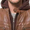 Men's Slim Fit Brown Leather Jacket with Removable Fleece Hood | Premium Genuine Leather Streetwear Outerwear for Men