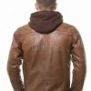 Men's Slim Fit Brown Leather Jacket with Removable Fleece Hood | Premium Genuine Leather Streetwear Outerwear for Men