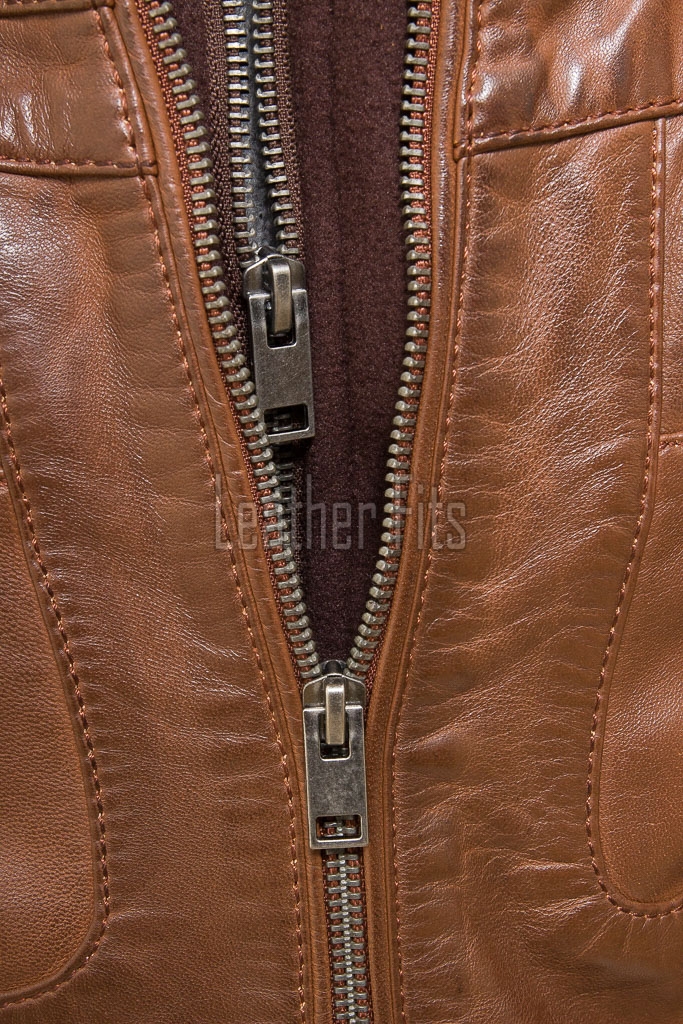 Men's Slim Fit Brown Leather Jacket with Removable Fleece Hood | Premium Genuine Leather Streetwear Outerwear for Men