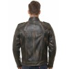 Men's Slim Fit Distressed Brown Leather Biker Jacket | Vintage Cafe Racer Motorcycle Genuine Leather Outerwear with Quilted Shoulders
