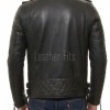 Men's Black Leather Brando Biker Jacket | Vintage Asymmetric Cafe Racer Motorcycle Genuine Leather Jacket with Adjustable Waist Buckles