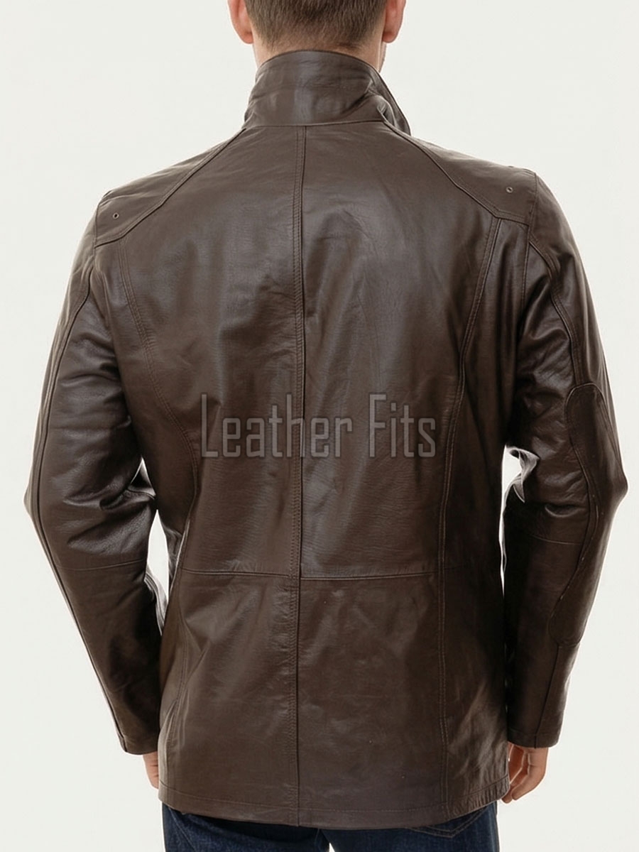 Men Dark Brown Leather Long Coat | Premium Sheepskin Tailored Field Overcoat | Luxury Business Formal Winter Evening Trench Jacket