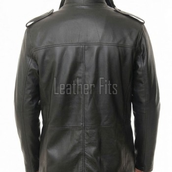 Men Black Leather Long Coat | Premium Lambskin Tailored Military Overcoat | Luxury Double Layer Smart Business Formal Winter Trench Jacket