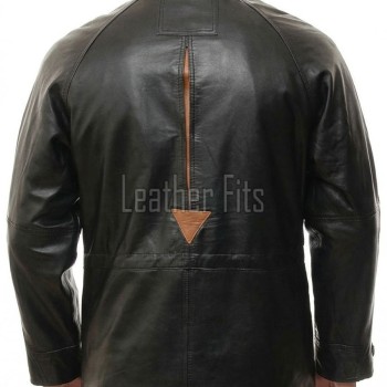 Men Black Leather Parka Long Coat | Premium Sheepskin Tan Accent Hooded Duster | Luxury Executive Urban Winter Storm Trench Jacket