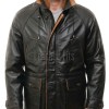 Men Black Leather Parka Long Coat | Premium Sheepskin Tan Accent Hooded Duster | Luxury Executive Urban Winter Storm Trench Jacket