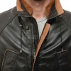 Men Black Leather Parka Long Coat | Premium Sheepskin Tan Accent Hooded Duster | Luxury Executive Urban Winter Storm Trench Jacket