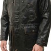 Men Black Leather Parka Long Coat | Premium Sheepskin Tan Accent Hooded Duster | Luxury Executive Urban Winter Storm Trench Jacket